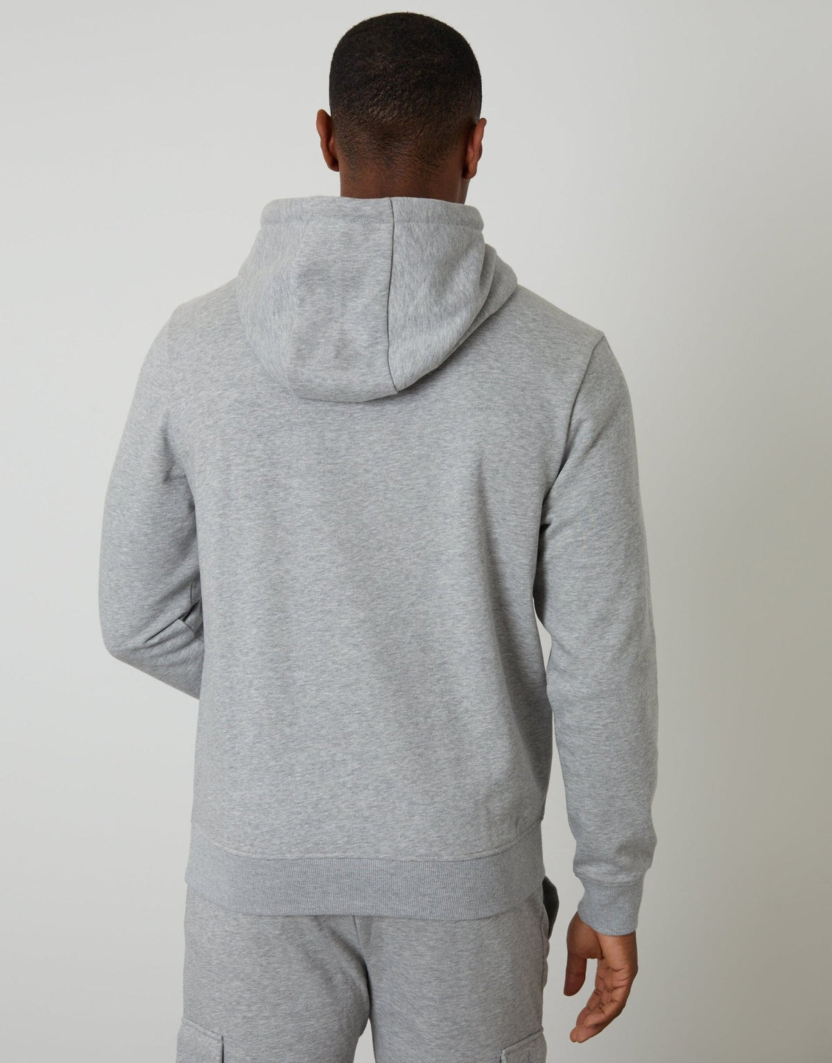 Men's Cotton Rich Overhead Hoodie in Grey Marl – view 2