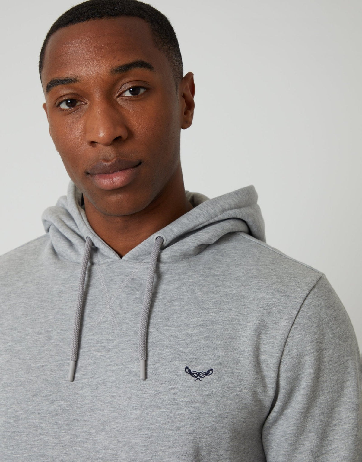 Men's Cotton Rich Overhead Hoodie in Grey Marl – view 4
