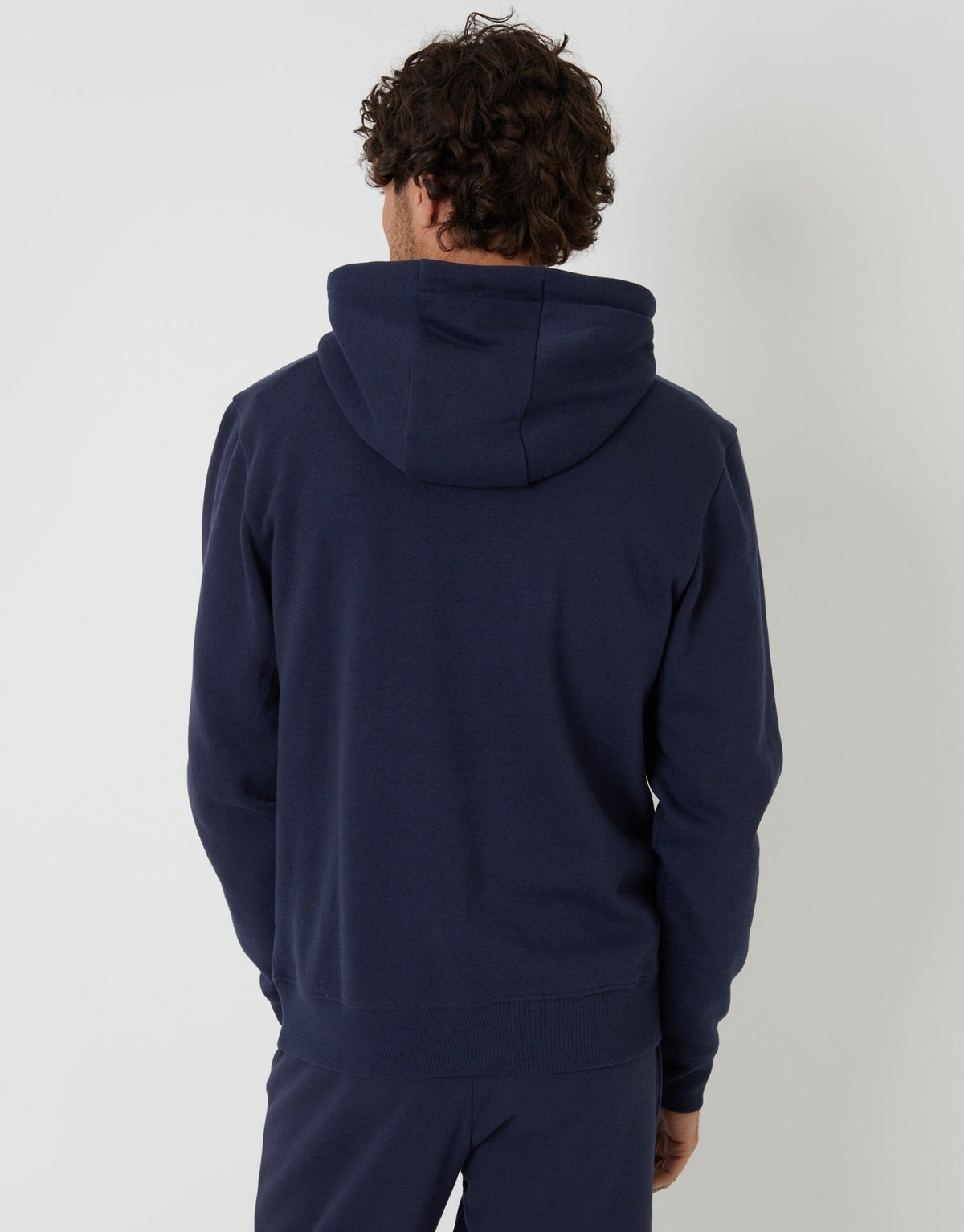 Men's Cotton Rich Overhead Hoodie in Navy – view 2