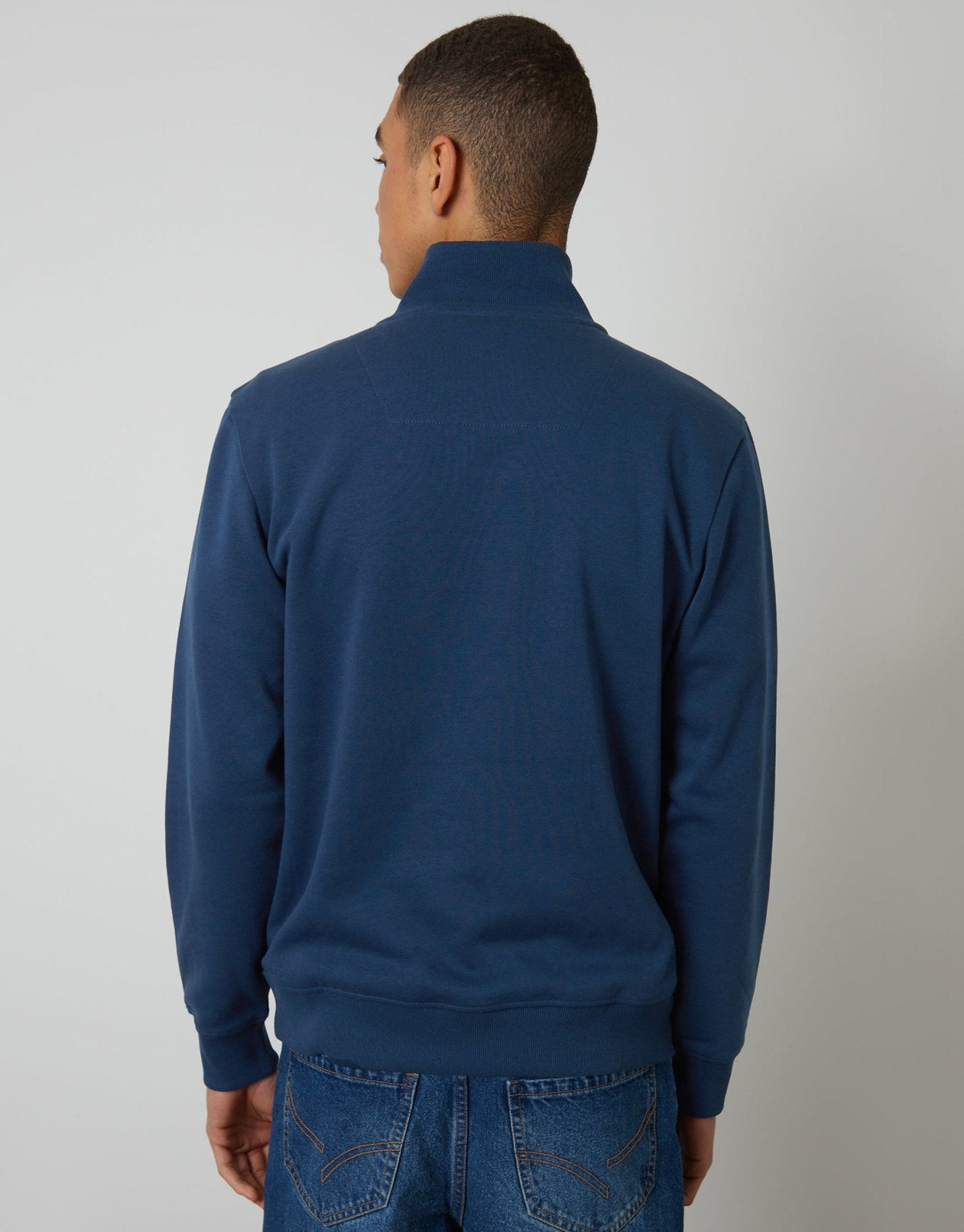 Men's Cotton Rich Quarter Zip Sweatshirt in Blue – view 2