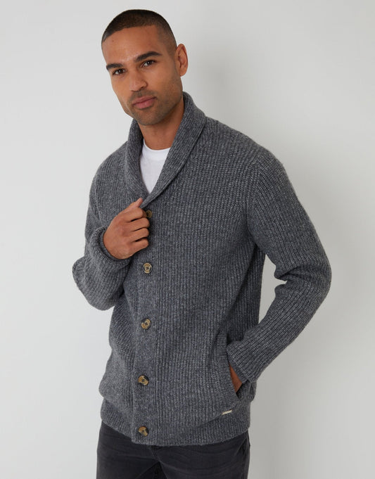 Shawl Cardigan in Charcoal Grey Marl by SATRI & CO. – product view 1