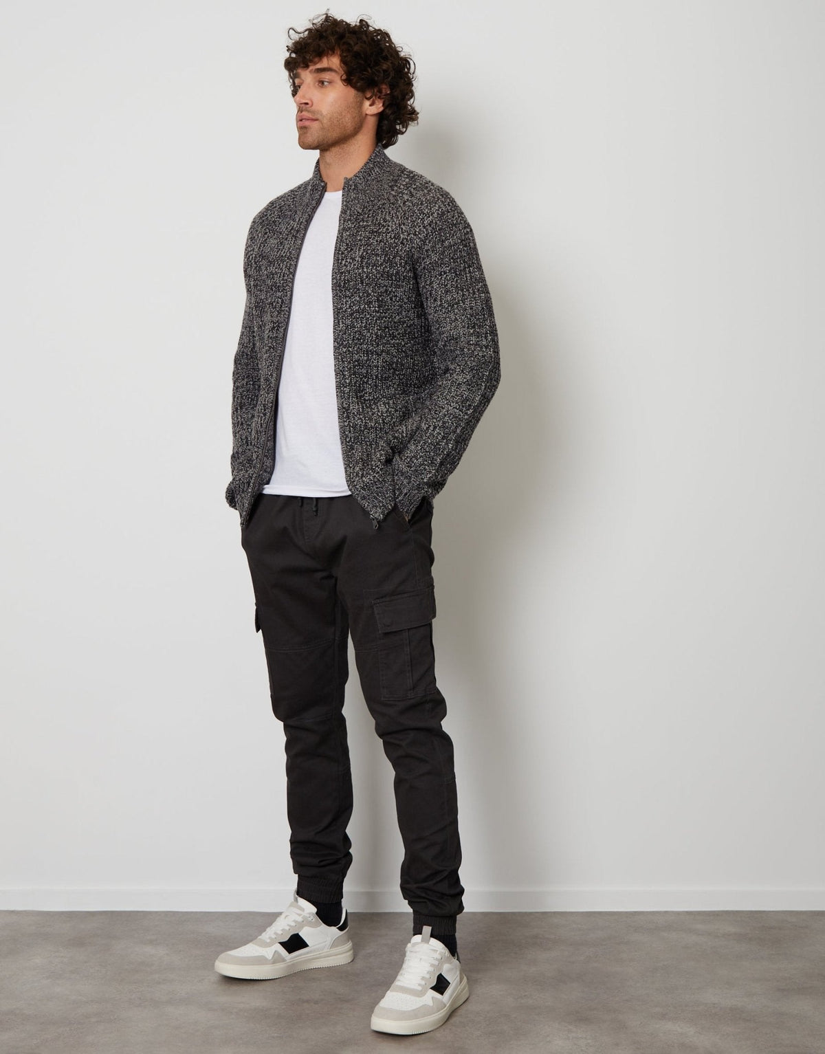 Full-Zip Cardigan in Charcoal Grey by SATRI & CO. – product view 3