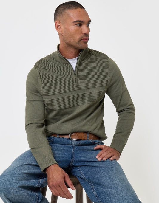 Men's Outdoor Weekend Jumper for Autumn Walks in Khaki Green – view 1