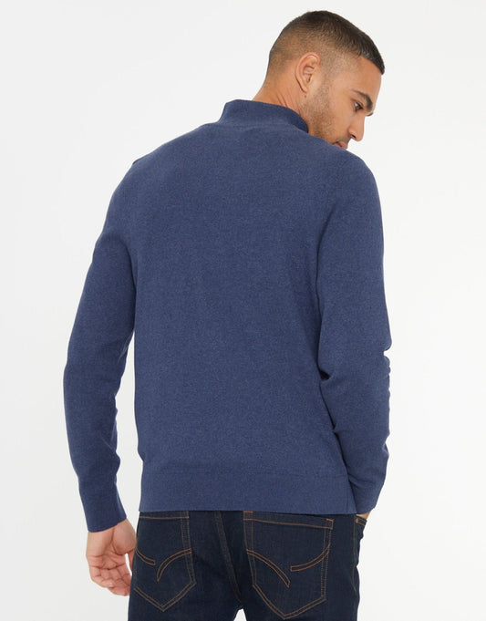 Men's Textured Everyday Jumper for Smart Weekends in Denim Blue – view 2