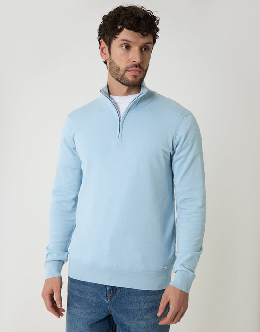Men's Breathable Knitted Jumper for Spring Days in Light Blue – view 1