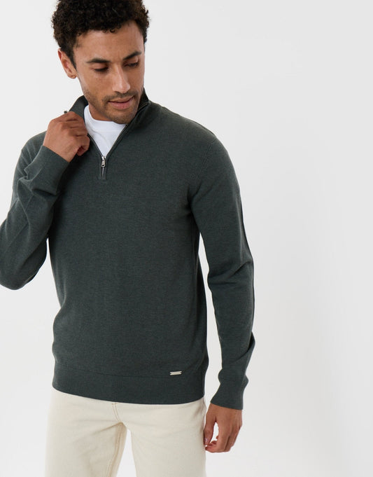 Men's Lightweight Knitted Jumper for Autumn Layering in Forest Green – view 1