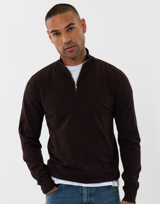 Men's Smart-Casual Knitted Jumper for Office and Weekend in Chocolate Brown – view 1