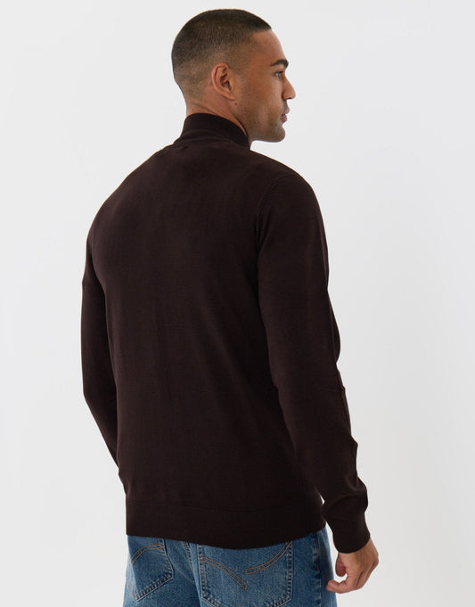 Men's Smart-Casual Knitted Jumper for Office and Weekend in Chocolate Brown – view 2