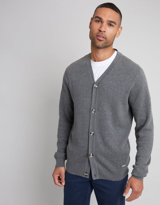 Knitted Cardigan in Charcoal Grey Marl by SATRI & CO. – product view 1