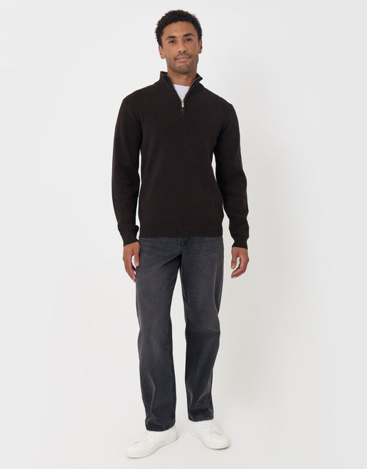 Men's Milano Stitch Quarter Zip Jumper in Black – view 2