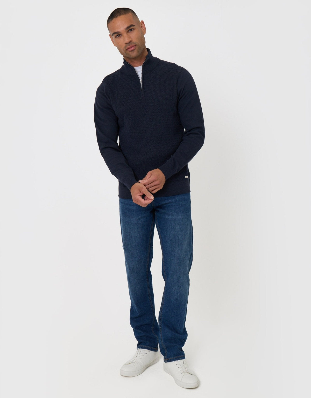 Men's Versatile Layering Jumper for Desk to Dinner in Black – view 4