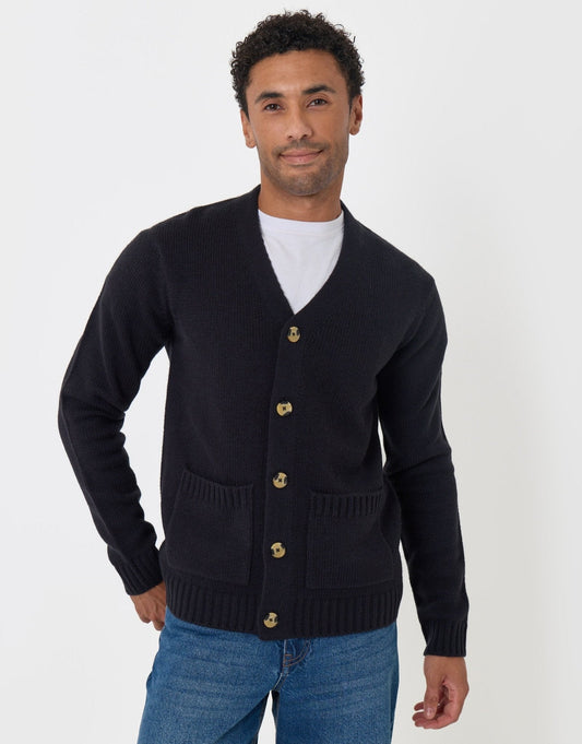 Knitted V-Neck Cardigan in Navy by SATRI & CO. – product view 1