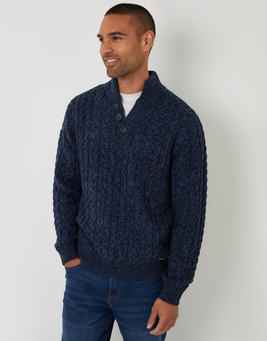 Men's Easy-Wear Textured Jumper for Everyday Layering in Navy Twist – view 1