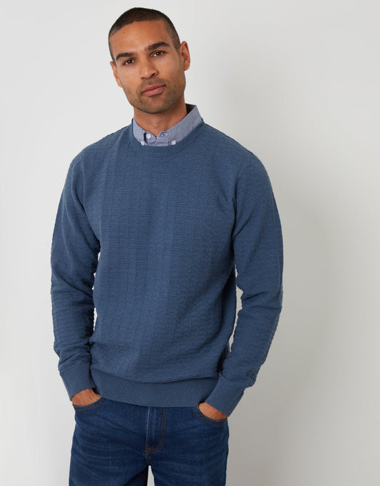 Men's Smart Layered-Look Jumper for Office Days in Denim Blue – view 1