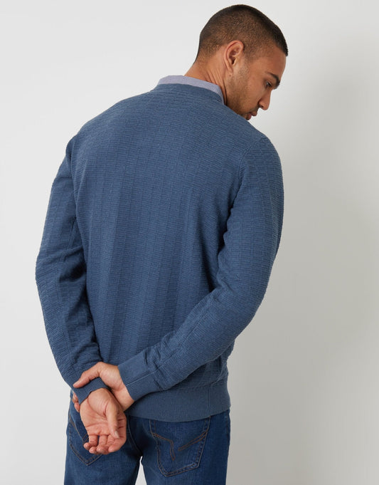 Men's Smart Layered-Look Jumper for Office Days in Denim Blue – view 2