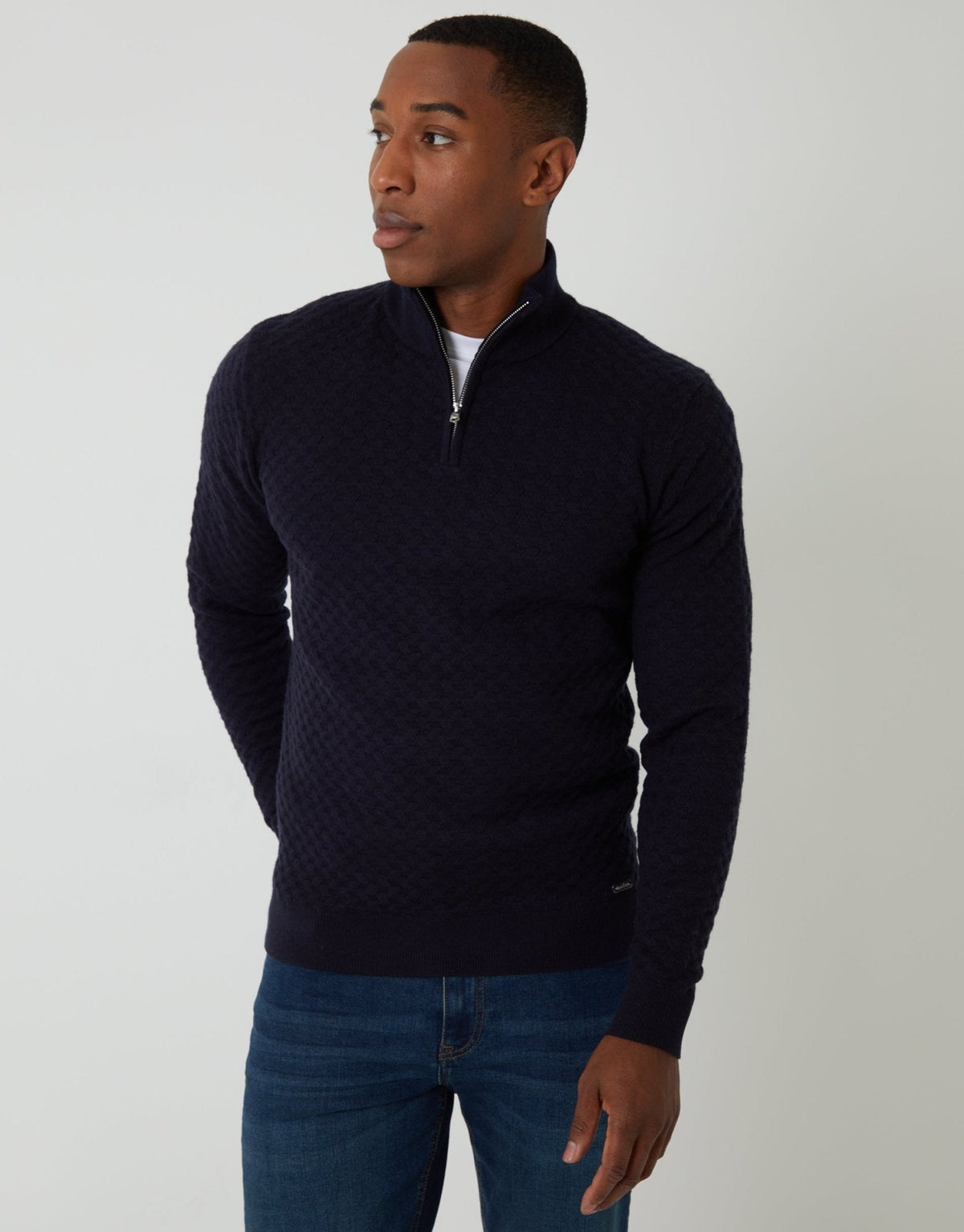 Men's Warm Weekend Jumper for Winter Walks in Navy – view 1