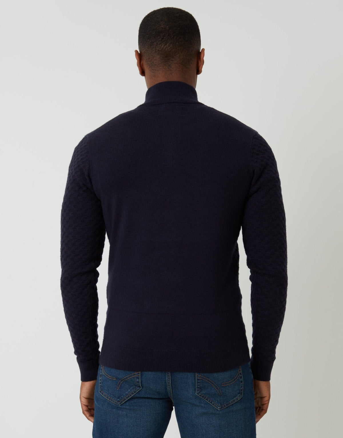 Men's Warm Weekend Jumper for Winter Walks in Navy – view 2