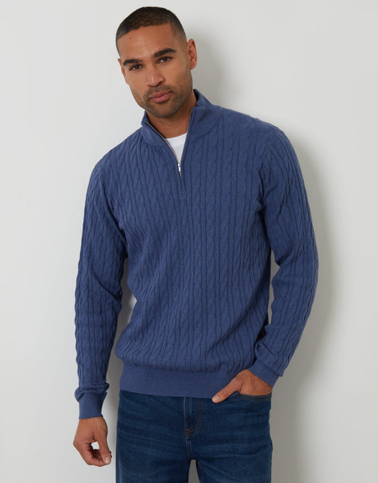 Men's Relaxed Country-Style Jumper for Cold Days in Blue – view 1
