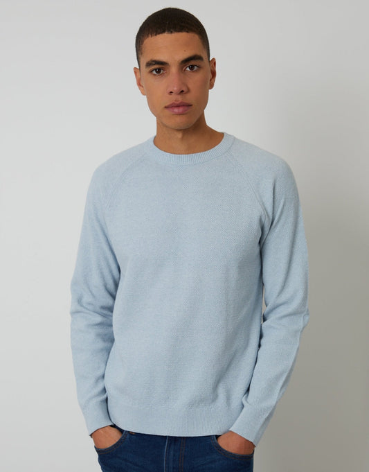 Men's Soft Everyday Jumper for Relaxed Days Off in Light Blue Marl – view 1