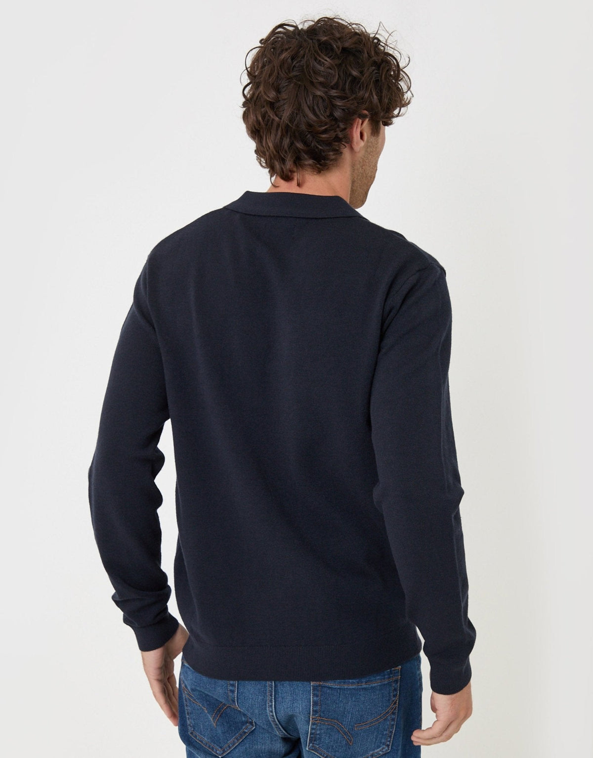 Men's Relaxed Weekend Sweatshirt with Polo Collar in Navy – view 2