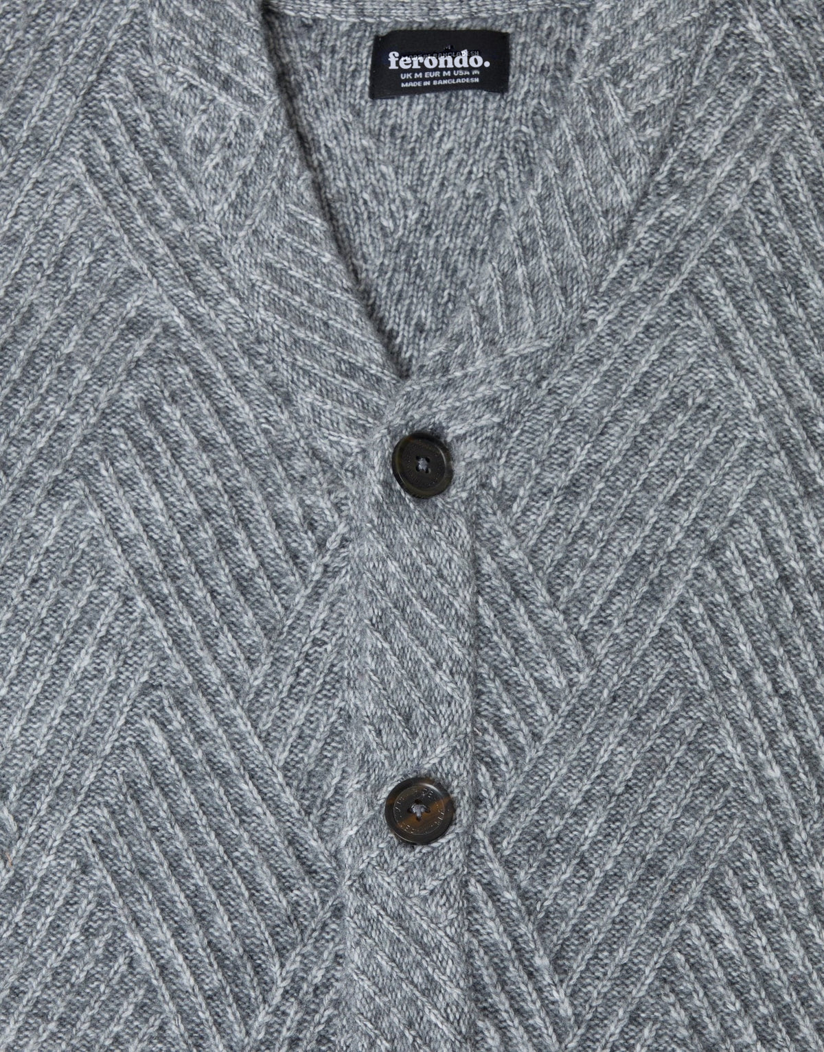 Textured Stitch V Neck Cardigan in Grey Marl by SATRI & CO. – product view 5