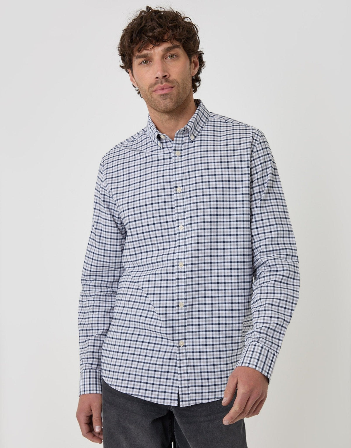 Men's Versatile Check Shirt for Any Day of the Week in Grey Check – view 1