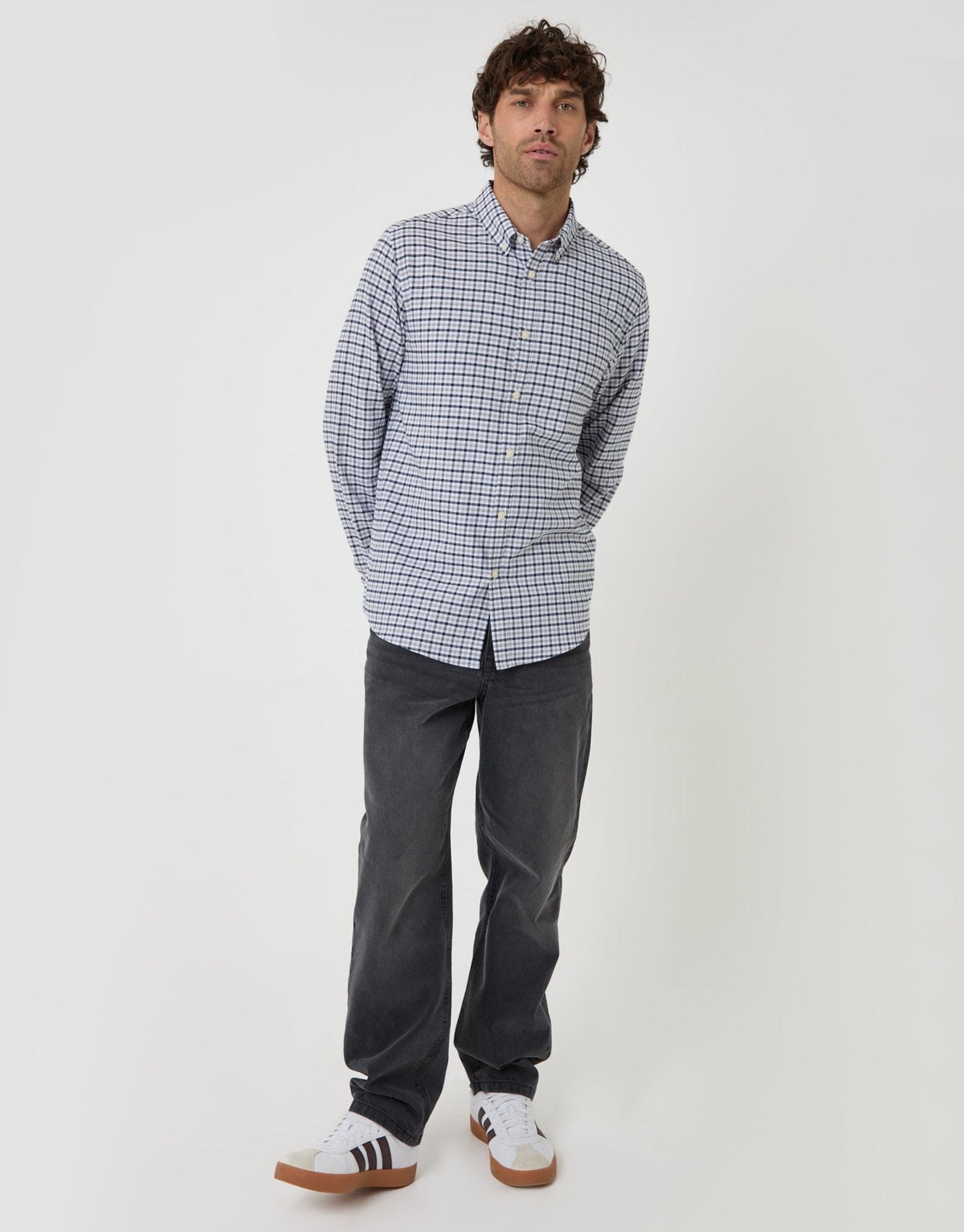 Men's Versatile Check Shirt for Any Day of the Week in Grey Check – view 3