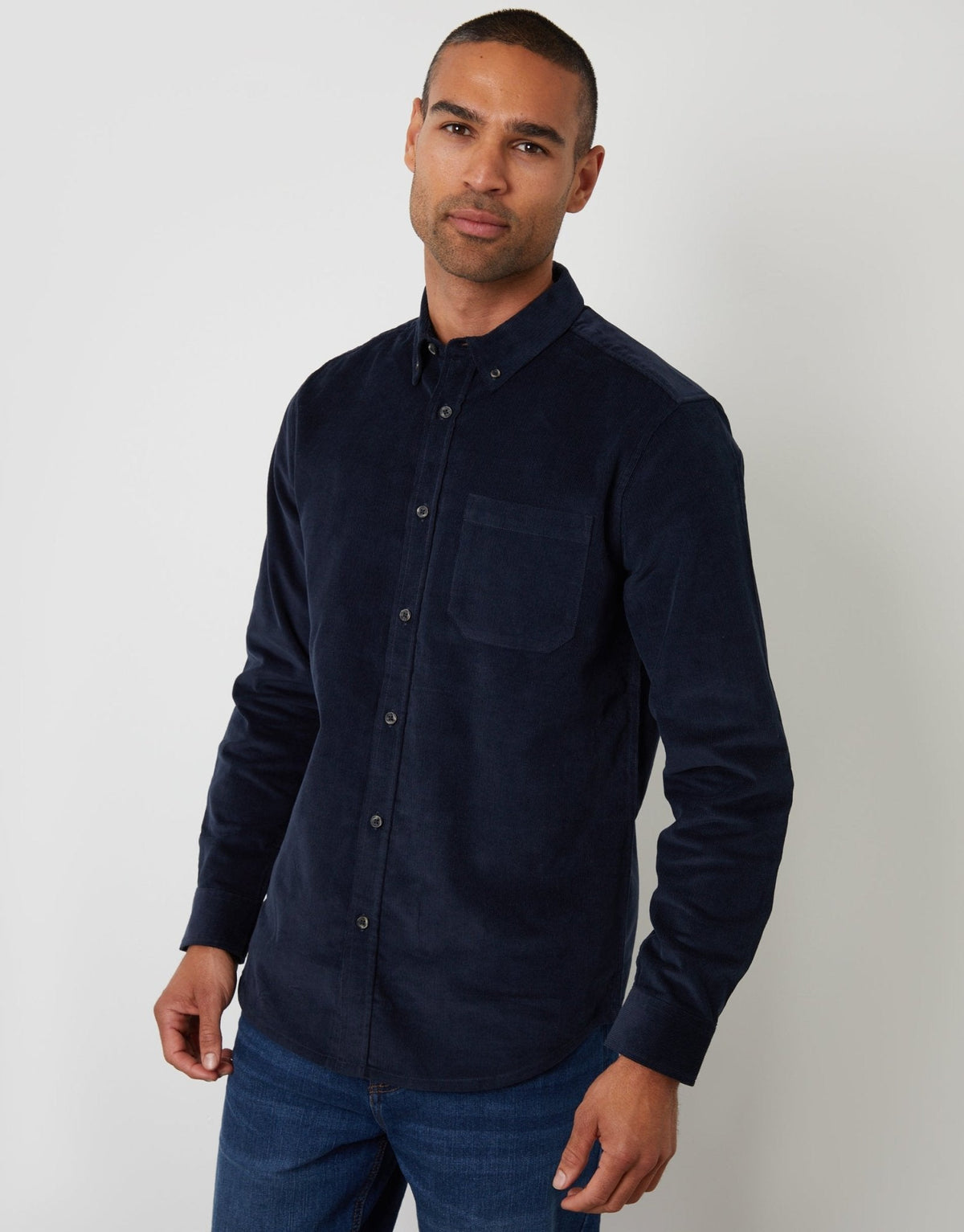 Men's Corduroy Shirt in Navy – view 1