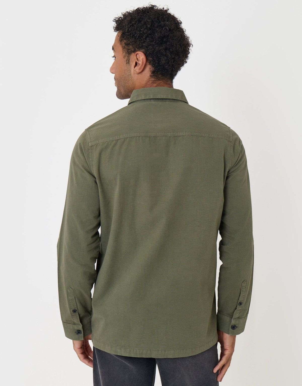 Men's Cotton Ripstop Patch Pocket Shacket in Olive Green – view 2