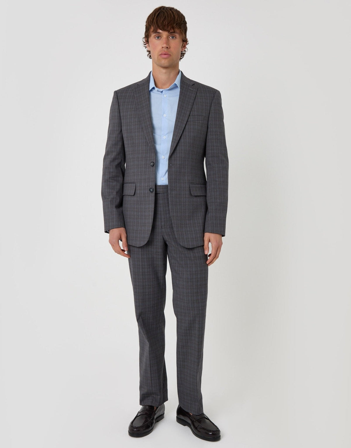 Men's Smart-Casual Check Blazer for Work and Weddings in Grey Check – view 2