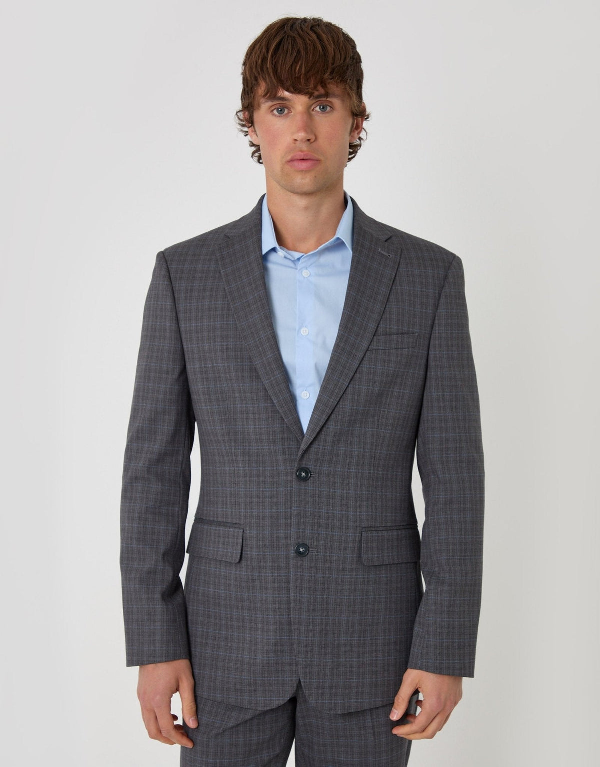 Men's Smart-Casual Check Blazer for Work and Weddings in Grey Check – view 4