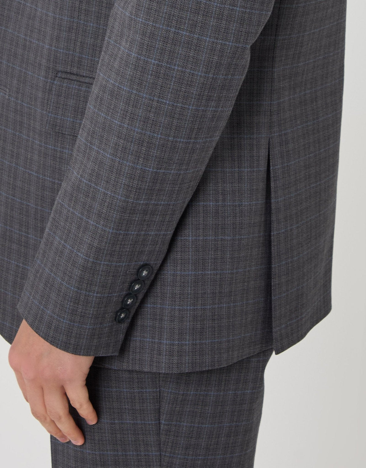 Men's Smart-Casual Check Blazer for Work and Weddings in Grey Check – view 6
