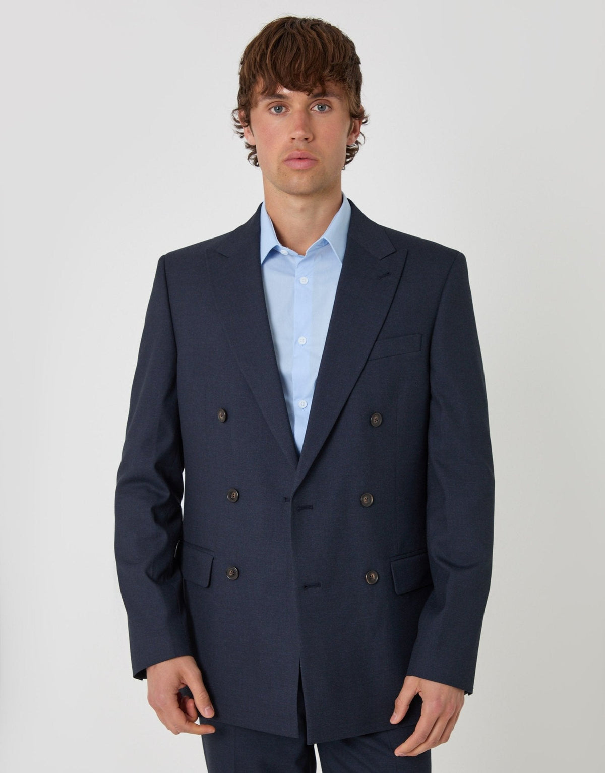 Men's Double Breasted Blazer in Navy – view 3