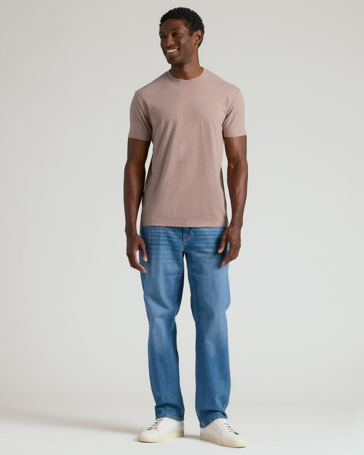 Men's Classic Crew Neck T-Shirt in Dark Heather Truffle – view 5