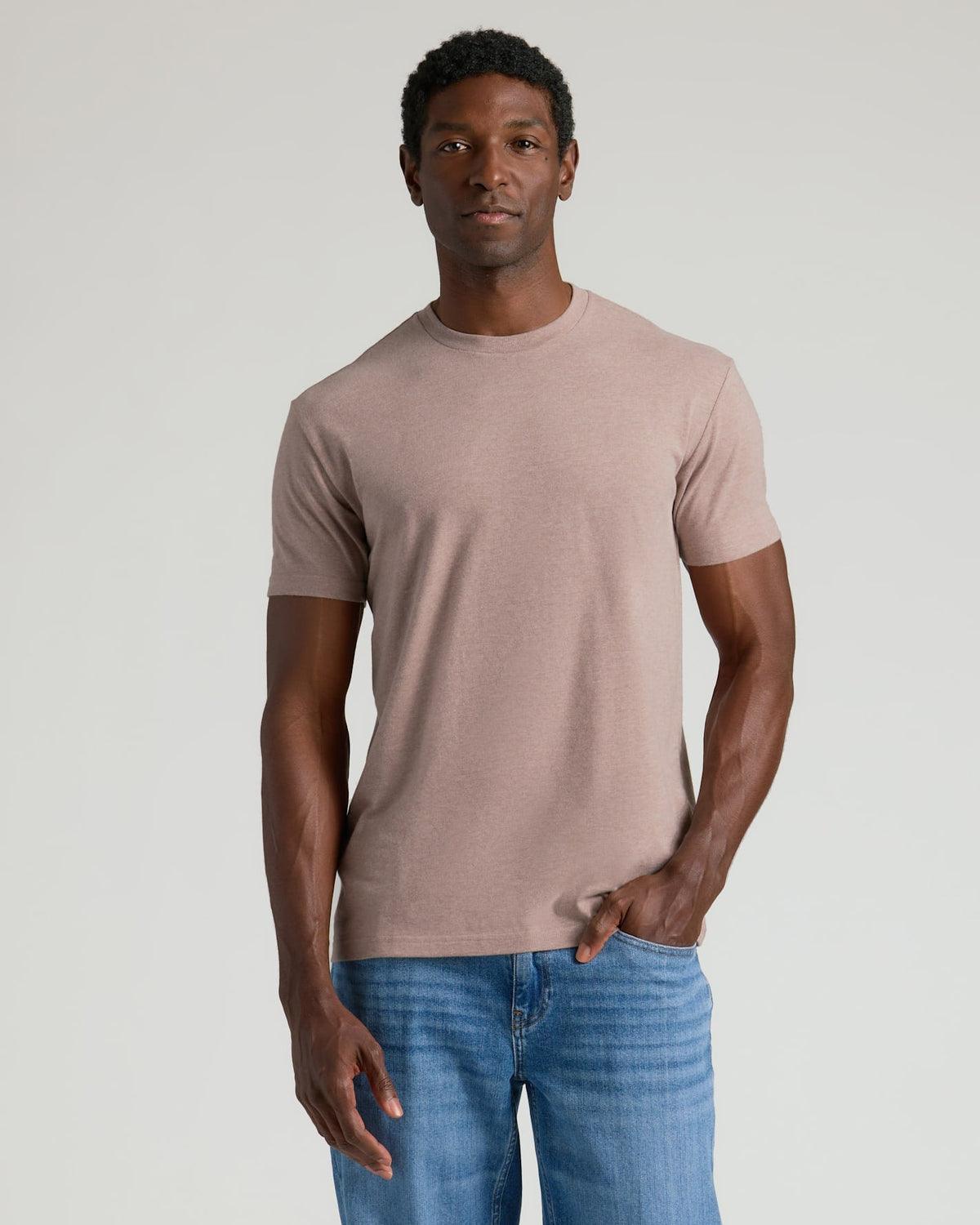 Men's Classic Crew Neck T-Shirt in Dark Heather Truffle – view 1