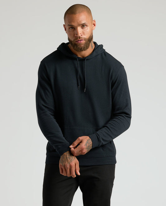 Men's Waffle Knit Hoodie 2-Pack – Modal Blend, Kangaroo Pocket, Drawcord Hood | Black & Carbon