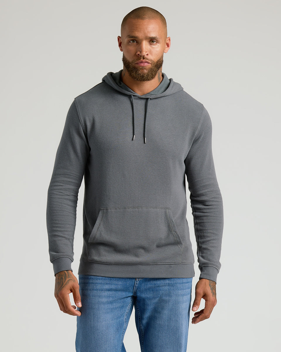 Men's Waffle Knit Hoodie 2-Pack in Black & Carbon – view 5