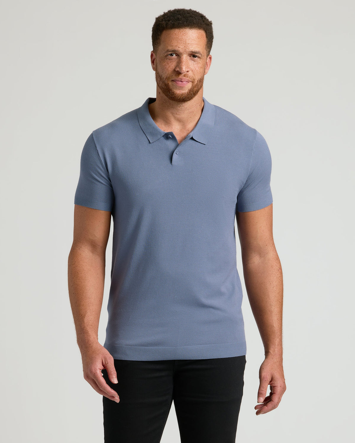 Men's Tall Knit Dress Polo Shirt 3-Pack – Short Sleeve, Soft Stretch | Black, Fiord & Truffle