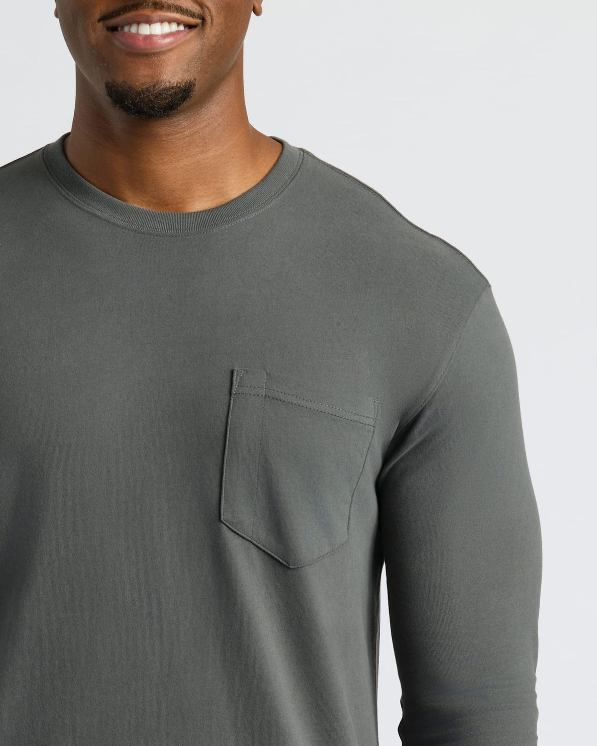 Men's Tall Heavyweight Long Sleeve Pocket Tee 2-Pack – Extra Length, Cotton Blend | Black & Carbon