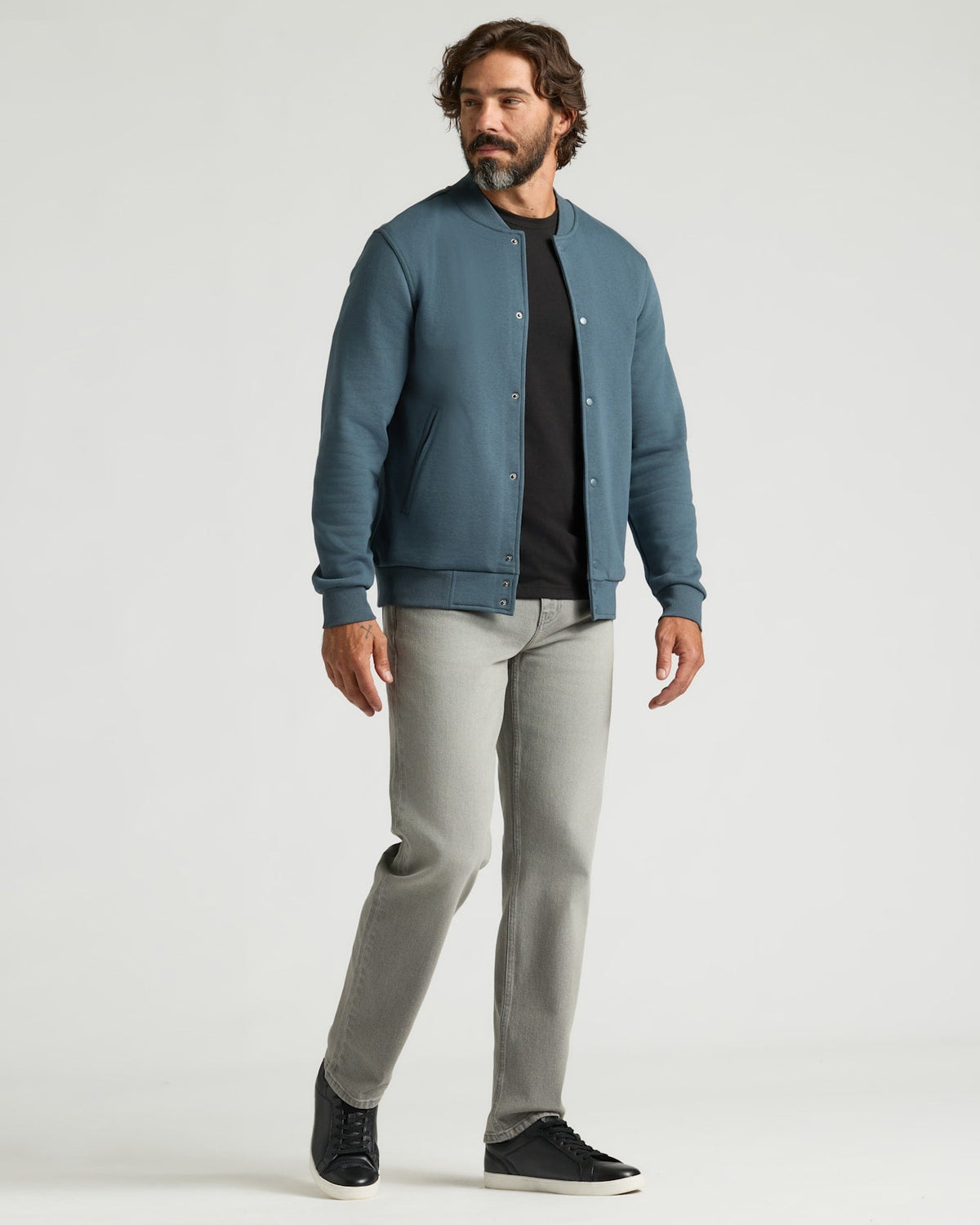 Men's Fleece Bomber Jacket 2-Pack – French Terry Fleece, Brushed Inside, Easy Stretch | Black & Neptune