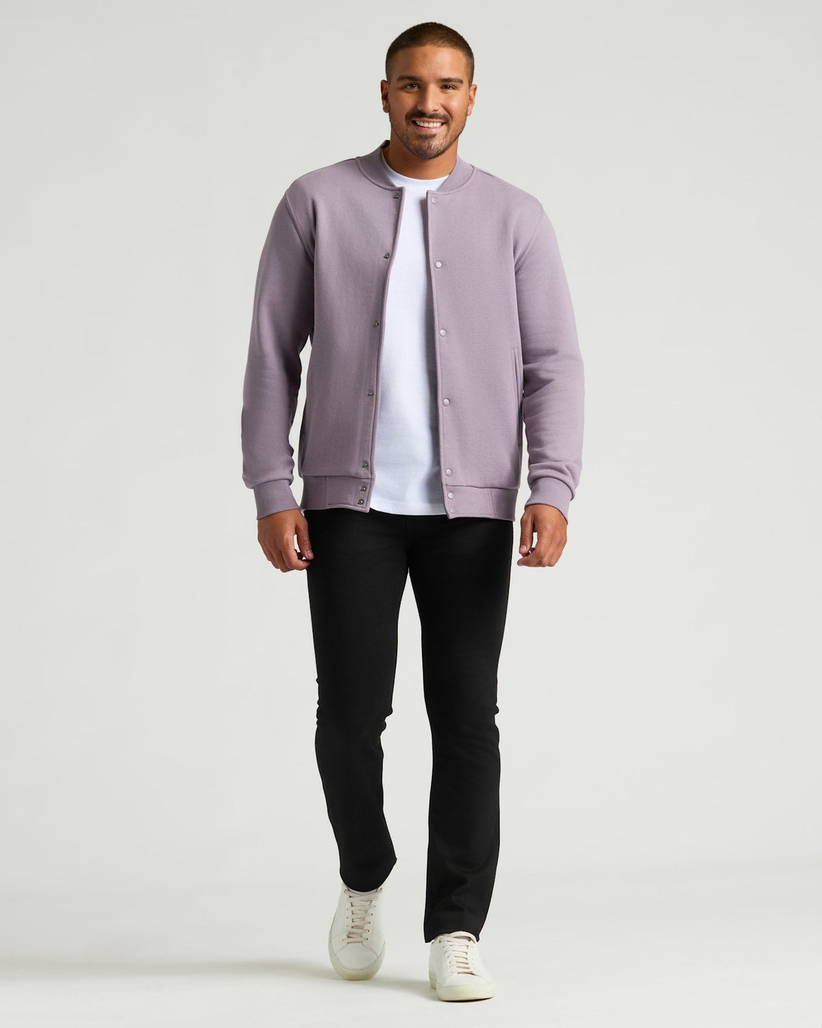 Men's Fleece Bomber Jacket 3-Pack – Brushed French Terry, Easy Stretch | Black, Neptune & Thistle