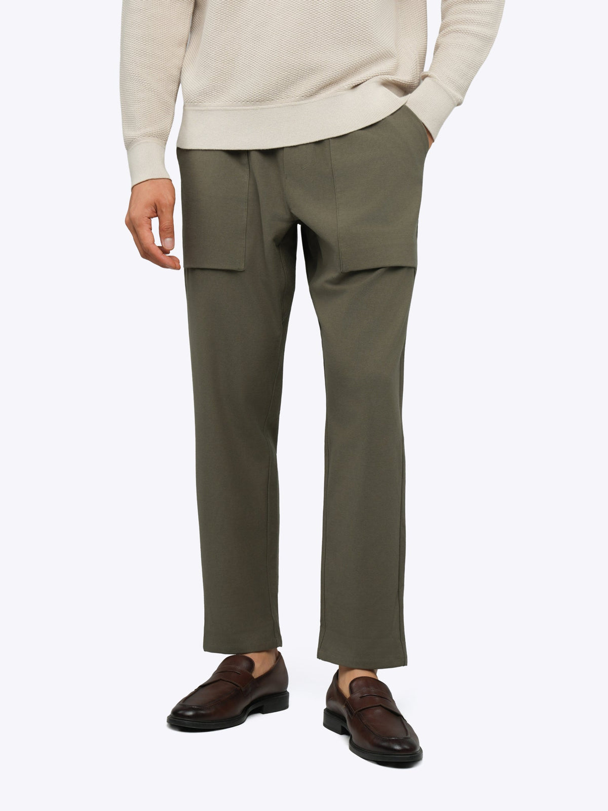 Men's Pull-On Cropped Trousers – Soft Stretch Fabric, Easy Elasticated Waist, Classic Fit | Tea Leaf