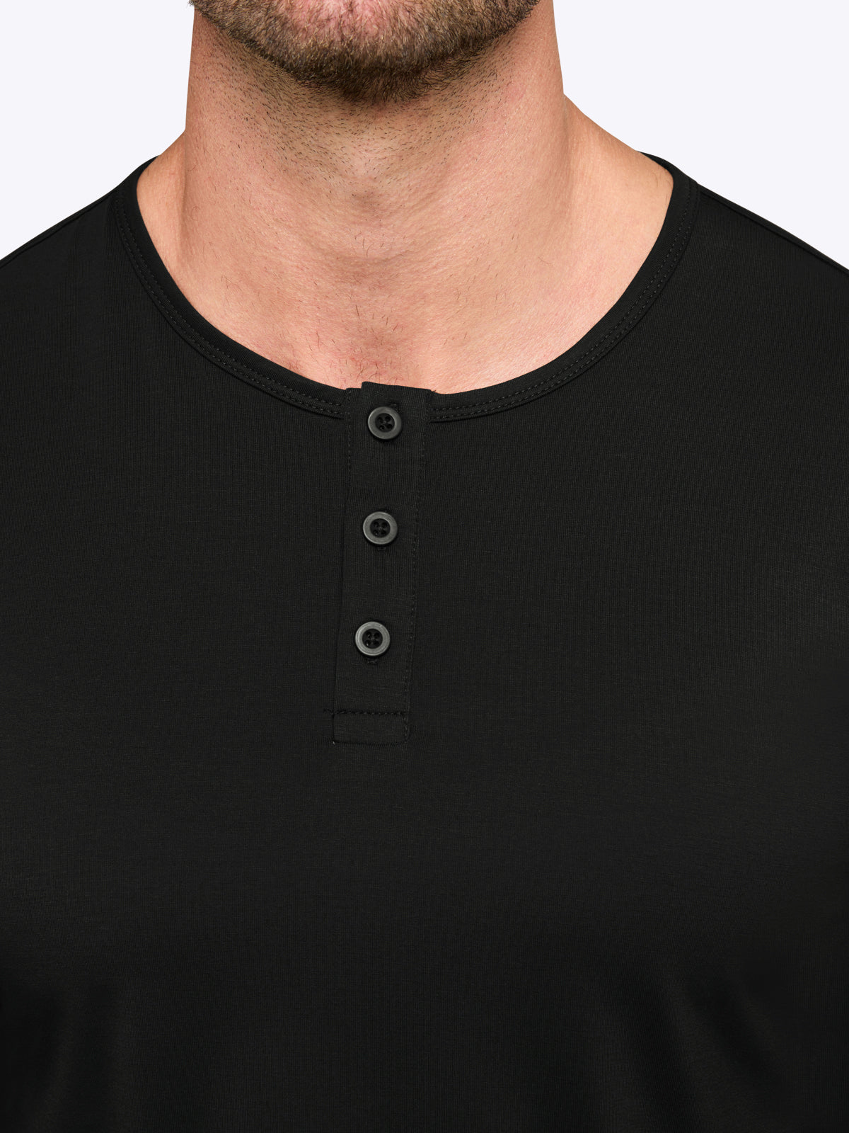 Men's Long Sleeve Henley T-Shirt in Black – view 5