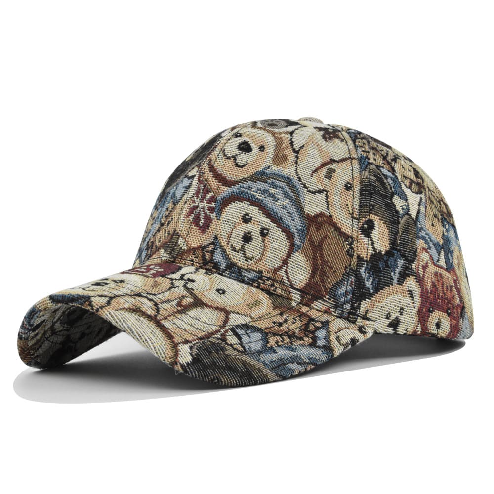 Teddy Bears Men's Cotton Baseball Cap in Brown – view 1