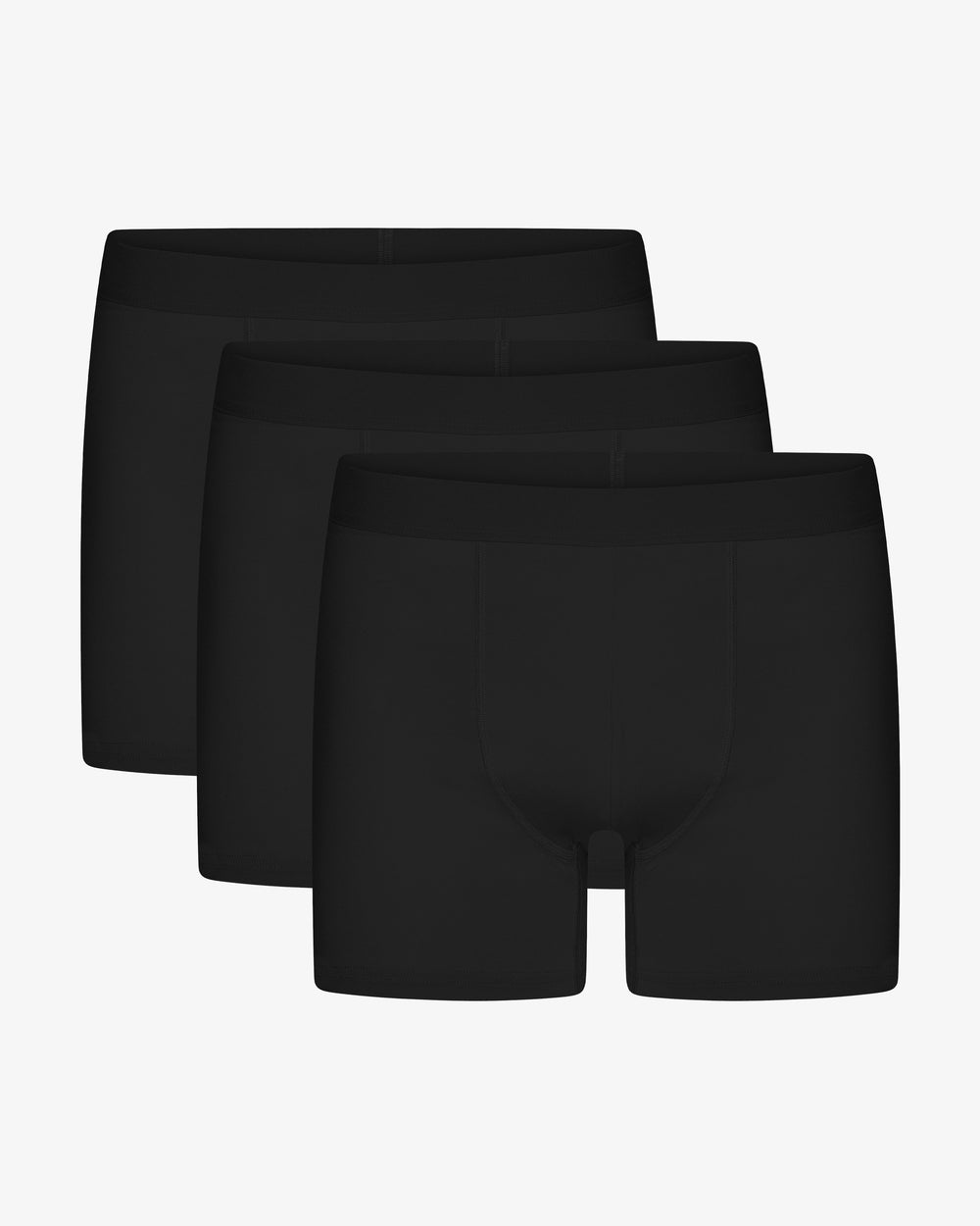 Men's Organic Cotton Boxer Briefs 3-Pack – Soft Stretch Jersey, Smooth Elastic Waistband | Deep Black