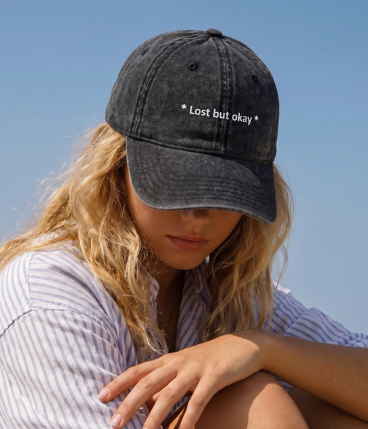 Lost but Okay Men's Washed Cotton Baseball Cap – view 2