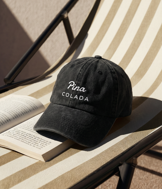 Pina Colada Men's Embroidered Washed Cotton Baseball Cap in Black – view 2