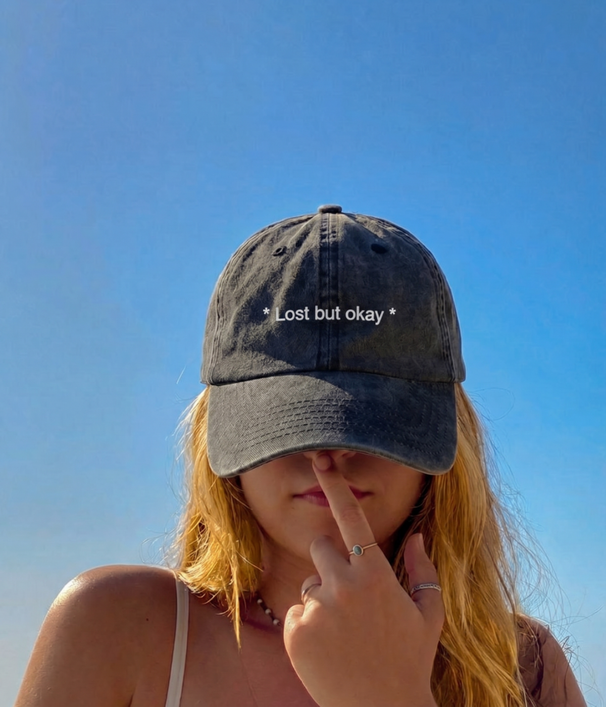 Lost but Okay Men's Washed Cotton Baseball Cap – view 4