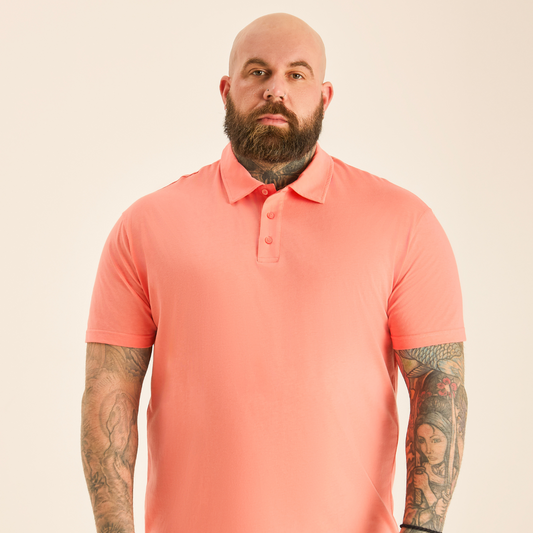 Men's Fitted Cotton Blend Jersey Polo Shirt – Soft Butter-Feel Fabric, Big and Tall Sizes | Peach