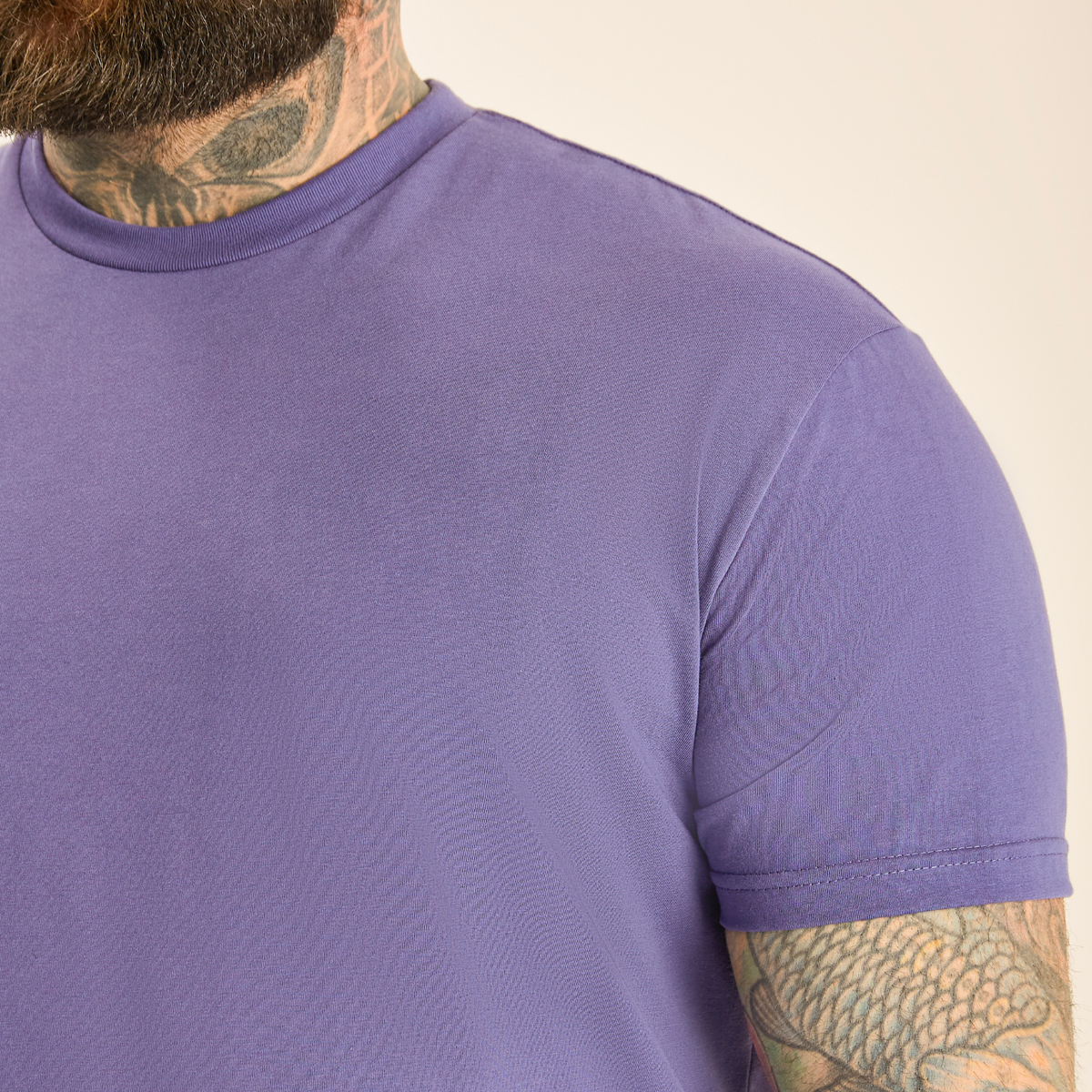 Men's Cotton Blend Crew Neck T-Shirt in Purple – view 3